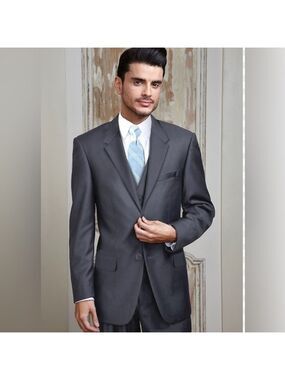 Dark Grey Suit Jacket Charcoal Steel Gray Cardi International 42S 42 Short